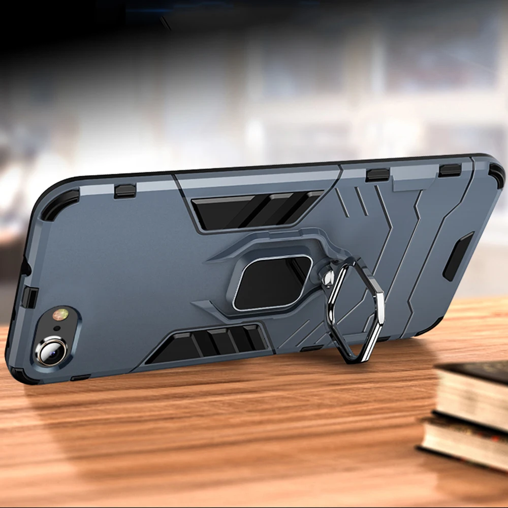 Шокопрочный чехол-броня для iPhone SE 2020 с магнитным кольцом на задней крышке для Айфон S E ES SE2020.