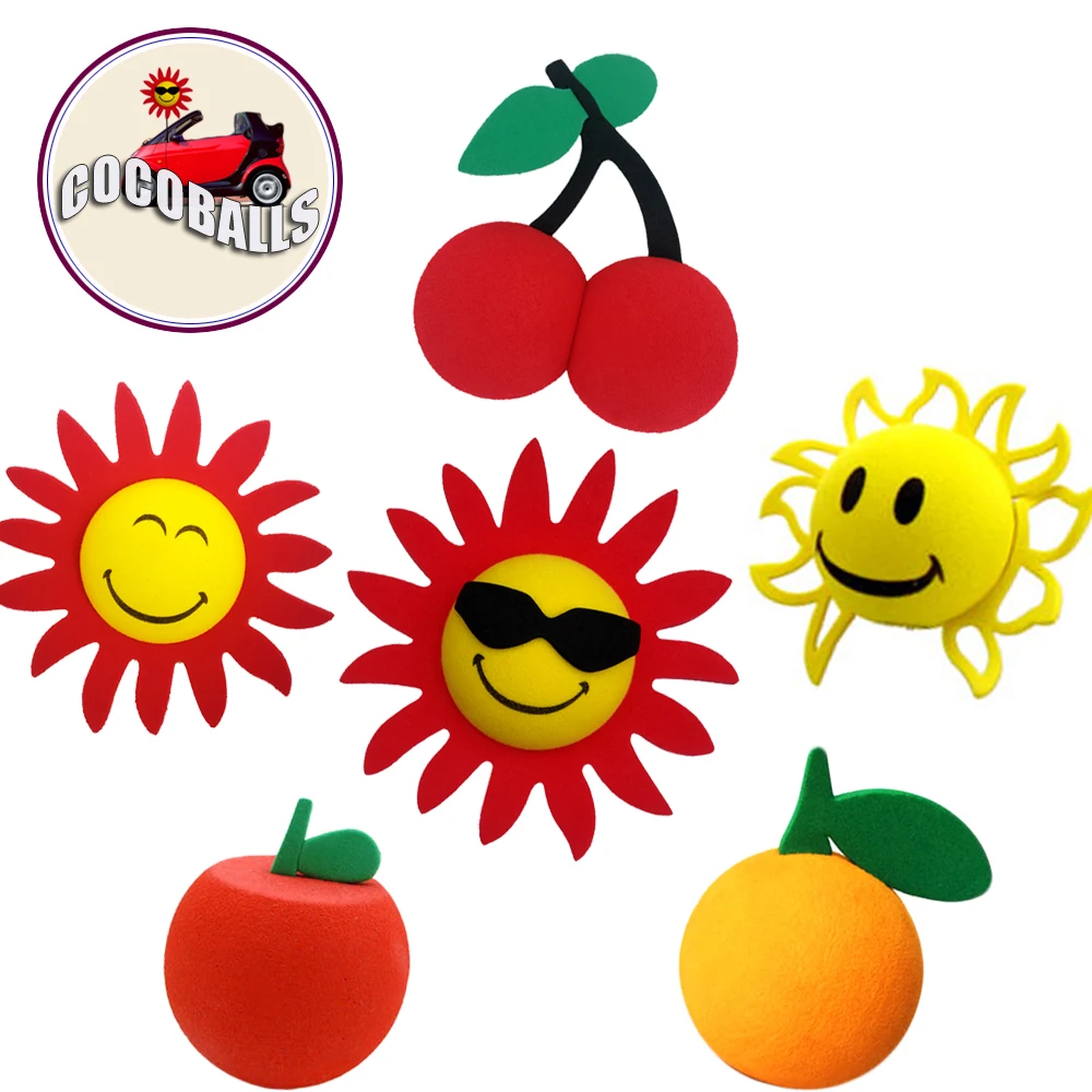 6 шт./лот милых фруктов и цветов по оптовой цене смешанные антенна для ношения с обувью, автомобильная антенна шариками милое украшение крыши улыбка солнца apple оранжевый вишня желтый