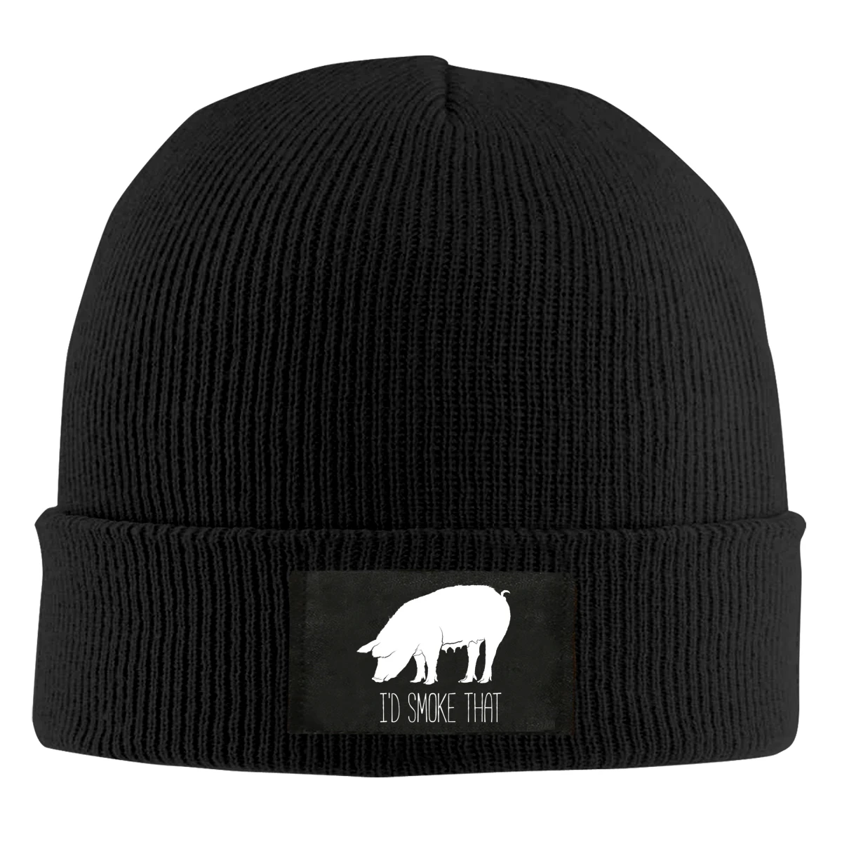 

I'd Smoke That Pig Beanie Hats For Men Women With Designs Winter Slouchy Knit Skull Cap