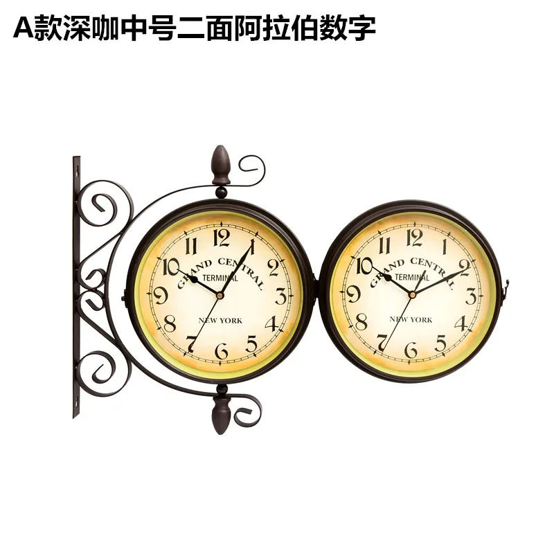 

Vintage Nordic Wall Clock Simple Double Sided Metal Iron Wall Clock Reloj De Pared Grande Large Home Decor Wall Clocks MM60WC