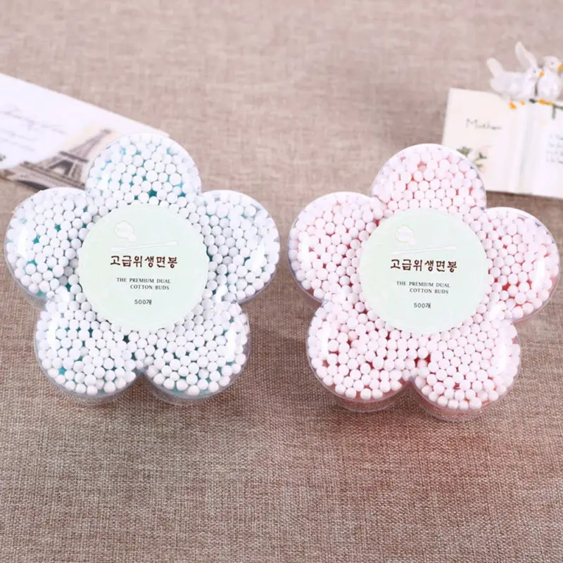 

Double Head Cotton Swab Flower-shaped Boxed Colored Plastic Rod Double-ended Plastic Stick Cotton Swabs Random Colors 500Pcs