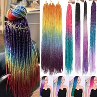 azqueen synthetic crochet braids ombre senegalese twist hair 24 inch 30 rootspack braiding hair for women greybluepink
