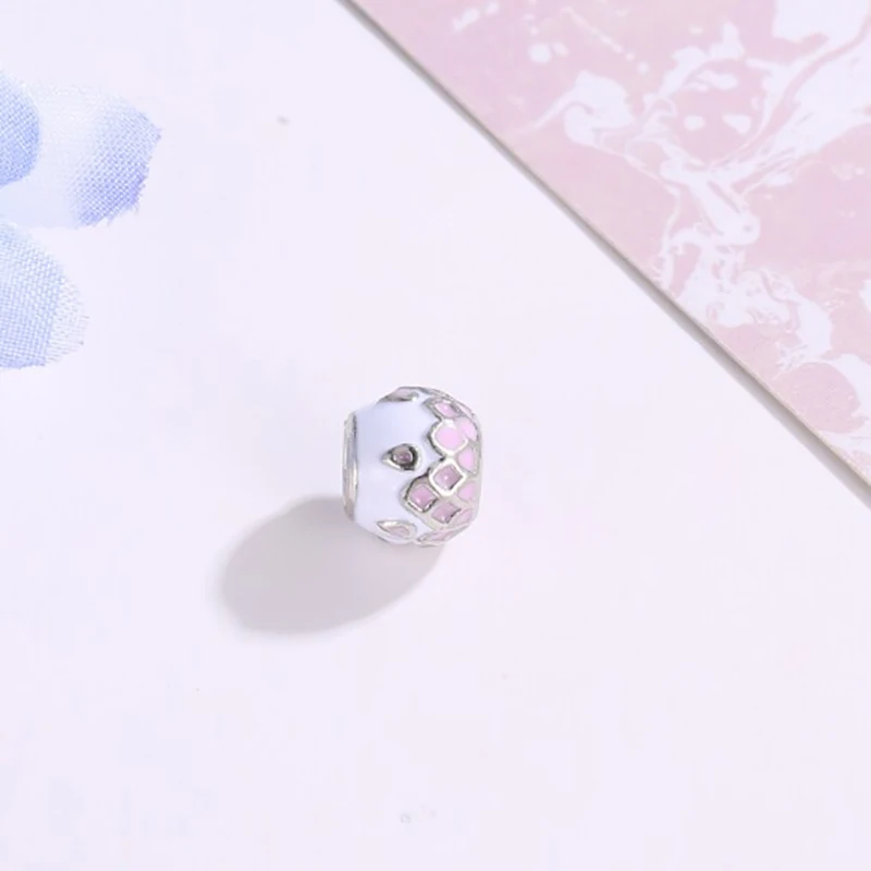 День Святого Валентина розовые белые бусины подходят для женщин Pandora талисманы
