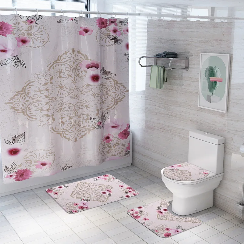 Beste Badkamer Tapijt Tapijt Badmat En Douchegordijn Set Badkamer Wc Tapijt Badmatten Home Decor Douche Vloer Voet Tapijt Badkamer Matten