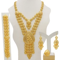 dubai women gold color jewelry sets african wedding bridal ornament gifts for saudi arab necklace bracelet earrings ring set