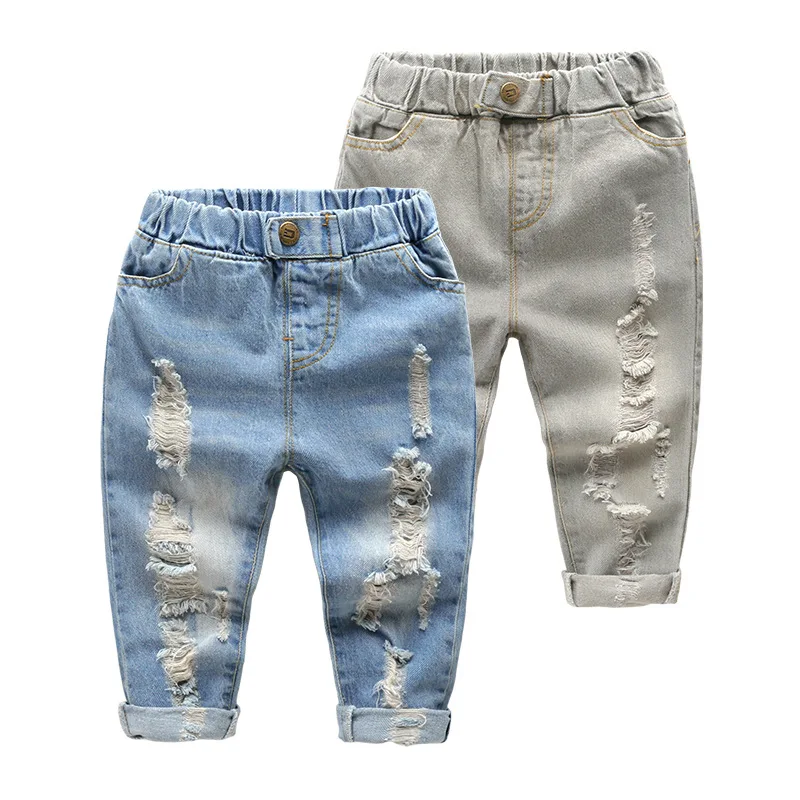 

Boys girl hole Jeans pants Excellent quality cotton New casual children Trousers baby toddler Comfortable kids clothes Children