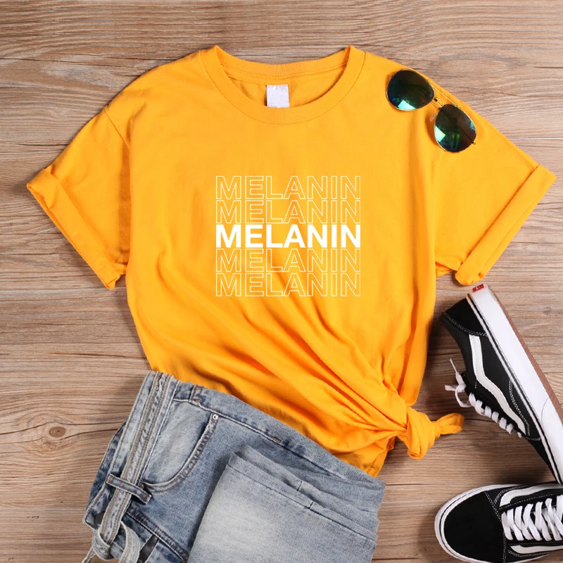 Yellow-White ONSEME Melanin футболка с капельками футболки для женщин черная волшебная футболка для девочек женская уличная Эстетическая футболка Топы Прямая - Цвет: Yellow-White