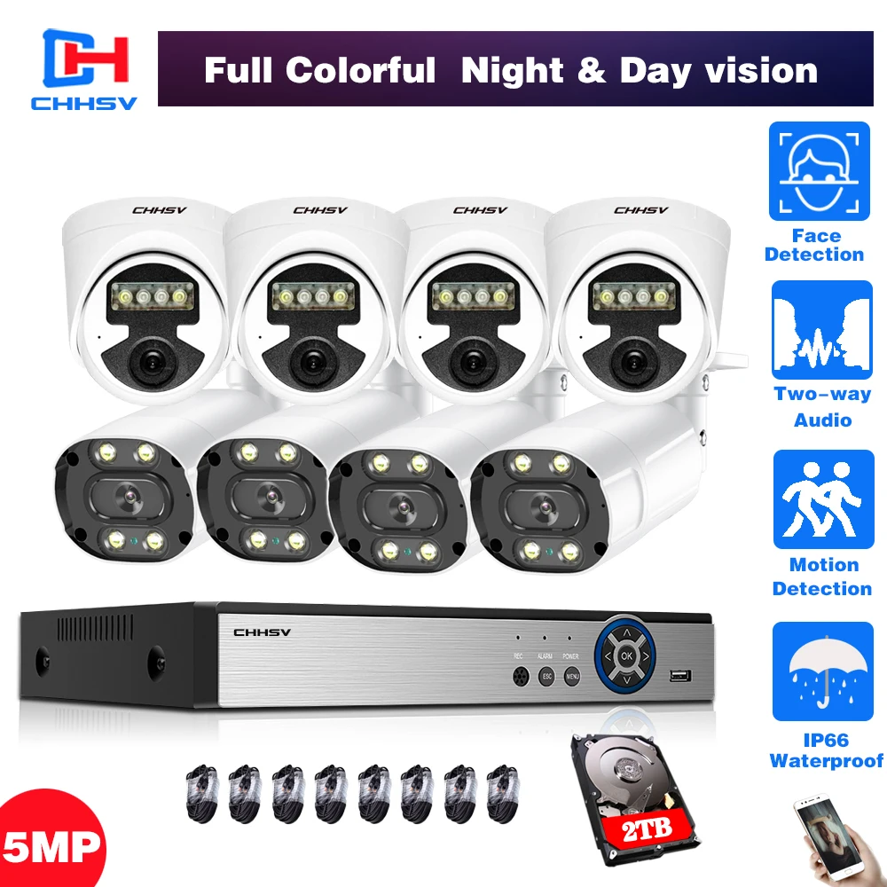 

H.265+ POE CCTV Security System Two-way Audio 8CH 4K Audio Record NVR Outdoor 8MP IP Camera IR Night P2P Video Surveillance Kit