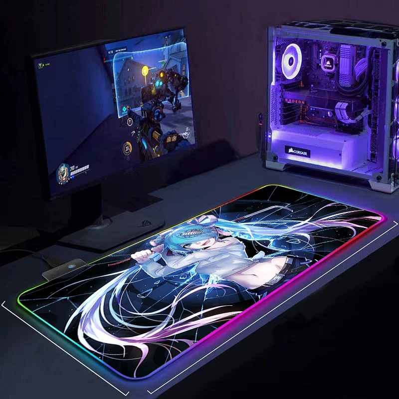 

Коврик для мыши Vocaloid RGB, игровые аксессуары, большой компьютерный коврик для мыши 900x40 0, геймерский резиновый ковер с подсветкой, игровой Нас...