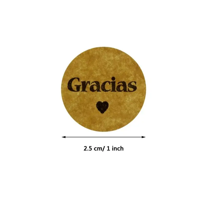 

500pcs Kraft Gracias Spanish Thank You labels Stickers Envelope Package Seal