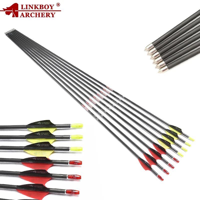 Linkboy стрельба из лука SP400 1000 30 ''ID4.2mm углерода стрелки 1 75 дюймов лопасти 80gr для