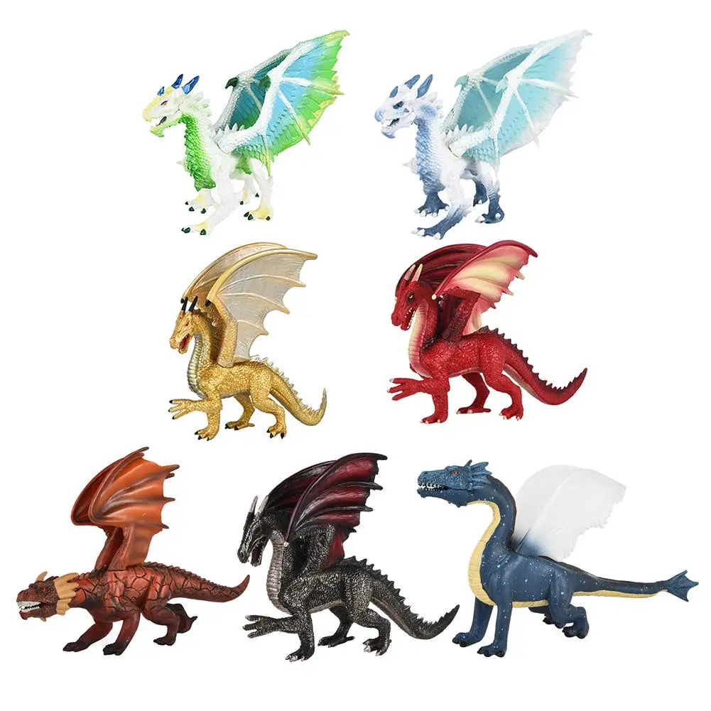 

22*20*14cm PVC Kneeling Movable Dragon Ice Snow Dragon Model Ornaments Stereo Simulation Dinosaur Model Christmas Children's Toy