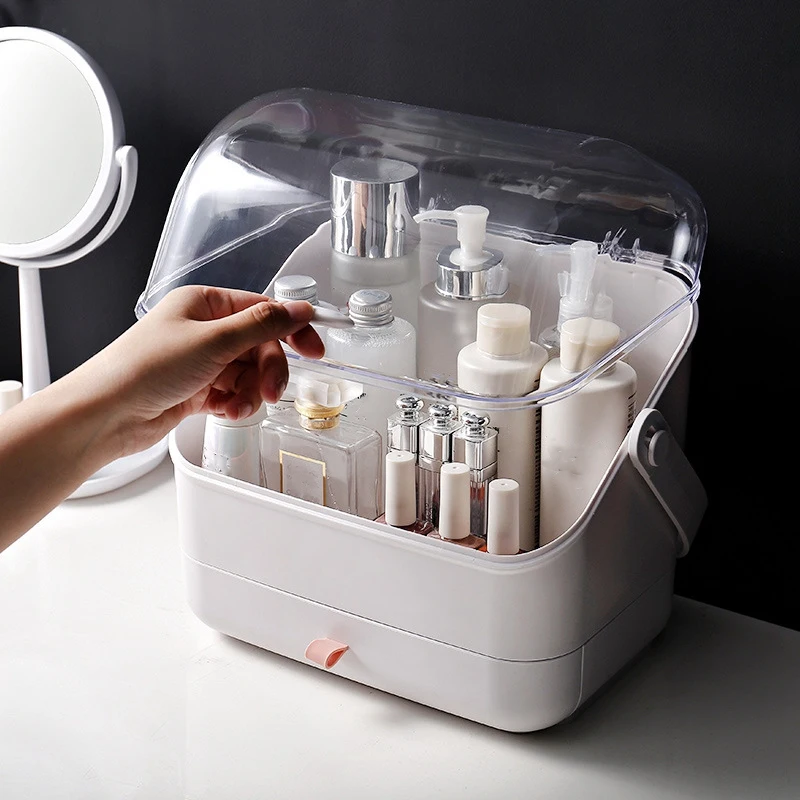 

Makeup Organizer for Cosmetic Large Capacity with Lid Holder Jewelry Waterproof and Dustproof