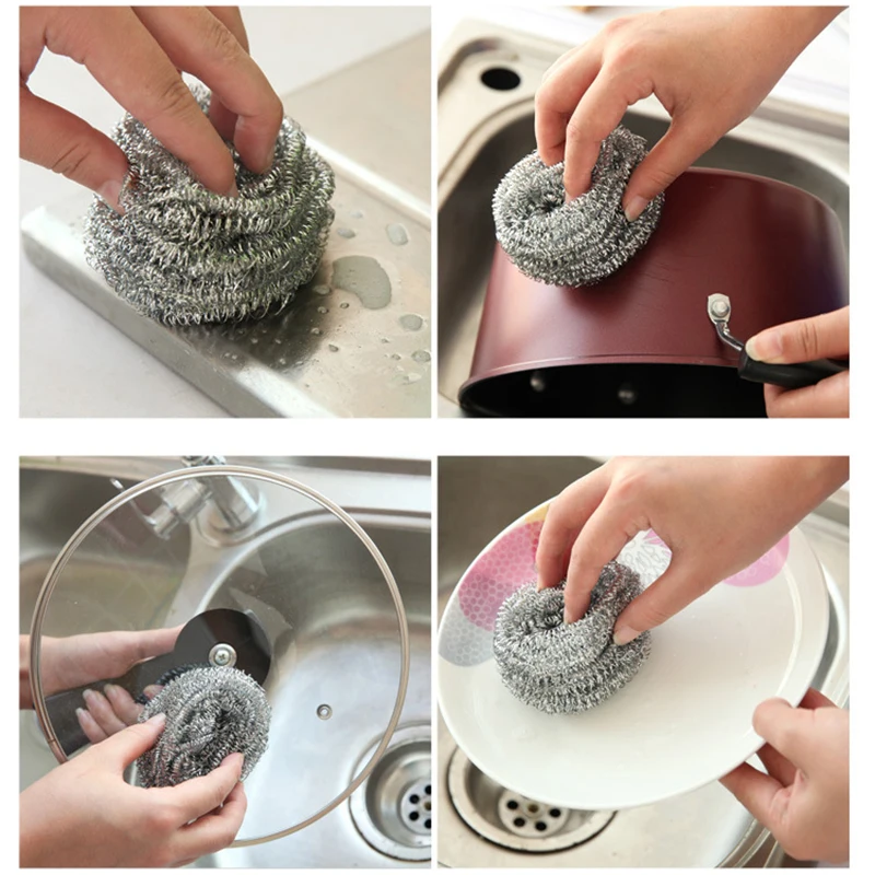 

Stainless Steel Scourer Wire Dish Pot Kitchen Cleaning Ball