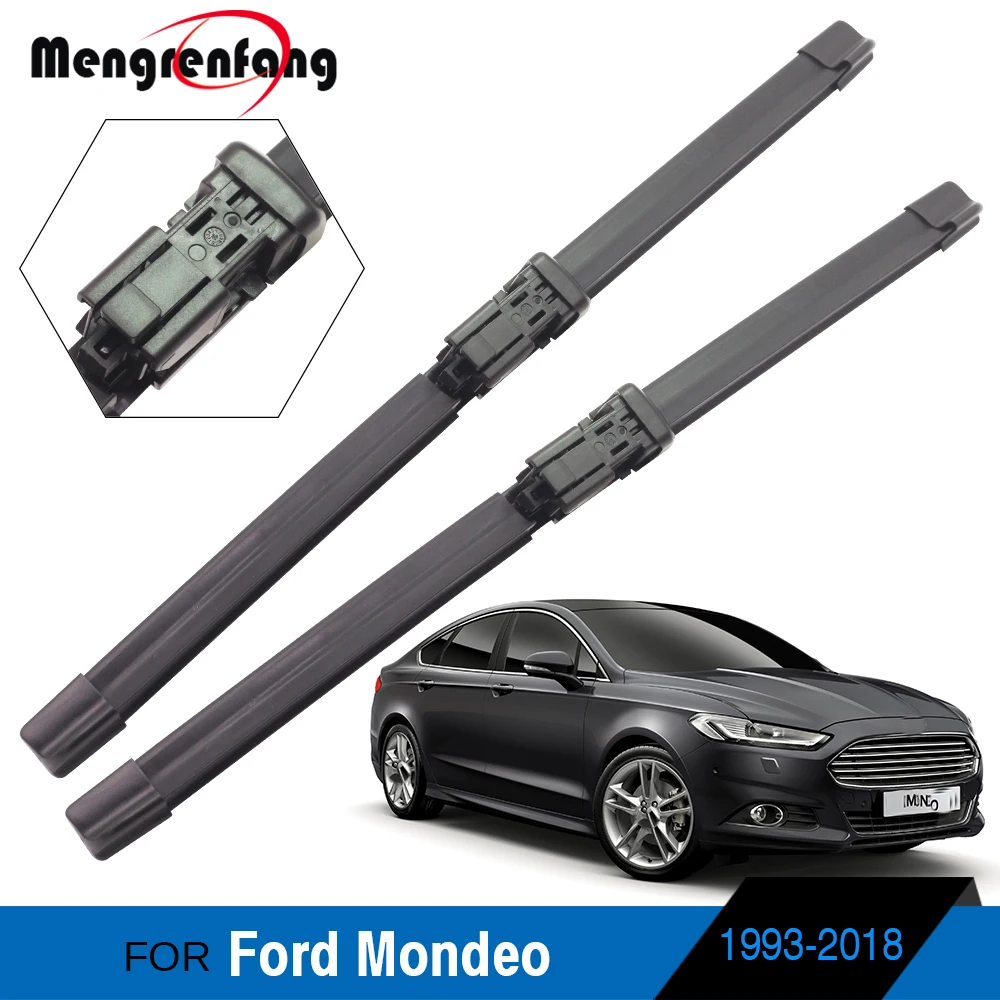 

For Ford Mondeo 1993-2018 Car Wiper Blades Soft Rubber Front Windscreen Wiper Push Button & Pinch Tab & J Hook Arms