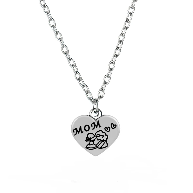 12PC Family Necklace Love Heart Pendant Chain Mom With Kid Mommy Women Mum Mother's Day Birthday Xmas Party Gifts Charm Jewelry |