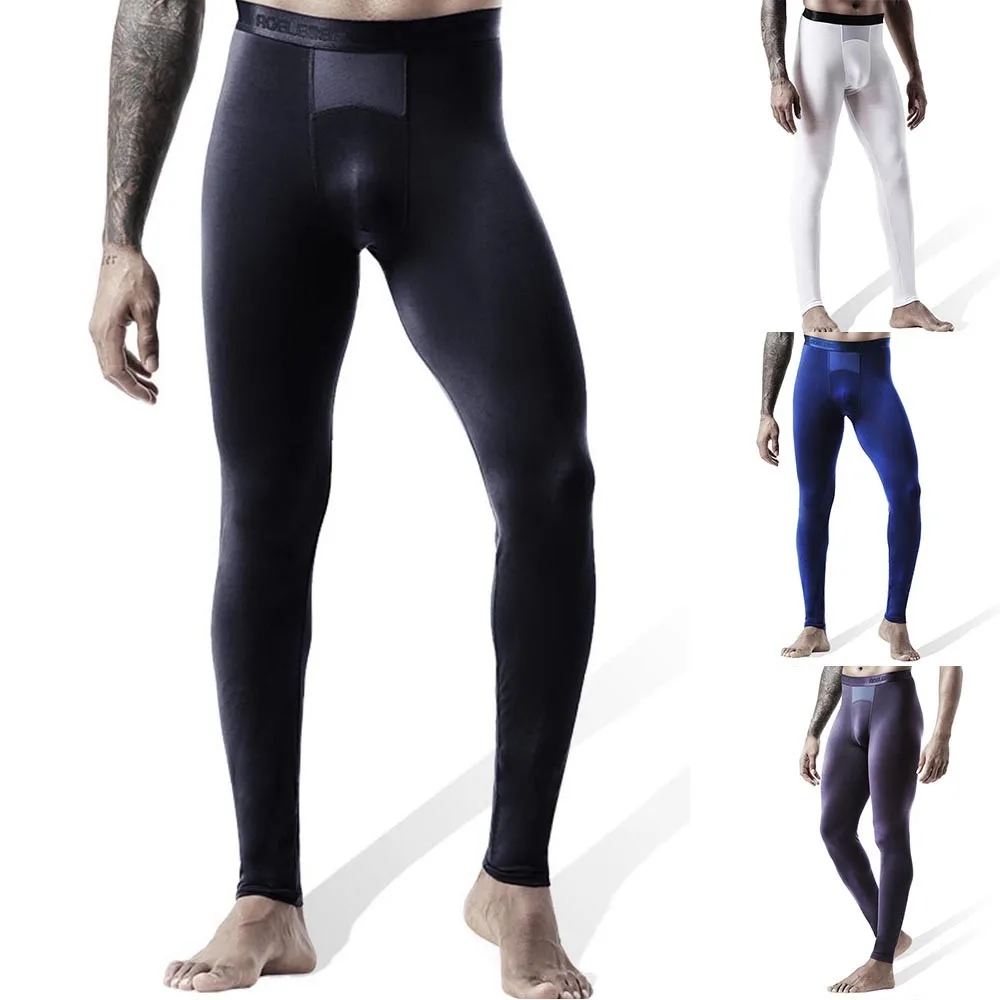 

Fashion Autumn Winter Thin Men Ice Silk Mesh Wicking Warmth Slimming Breathable Leggings Compression Quick Drying Warm trousers