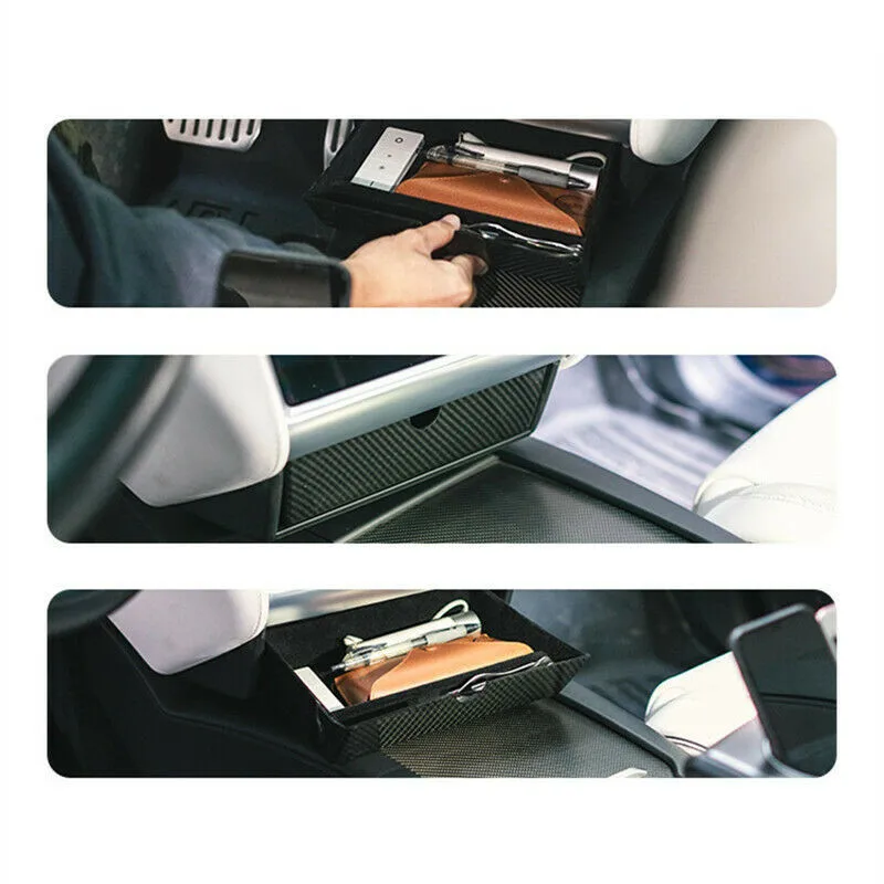 

For Tesla Model X/S Carbon Center Console Storage Box Organizer Drawer Tray CC Car Accessories Car Interior Decoration Model X
