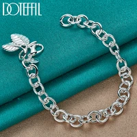 doteffil 925 sterling silver leaves pendant bracelet chain for women man wedding engagement party jewelry