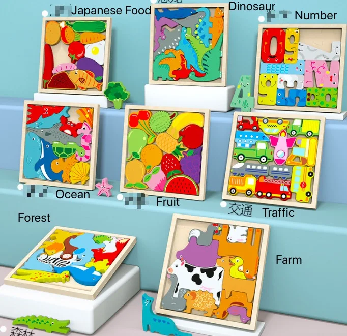 3D Деревянный Пазл сделай сам игрушки в виде животных Монтессори познавательное