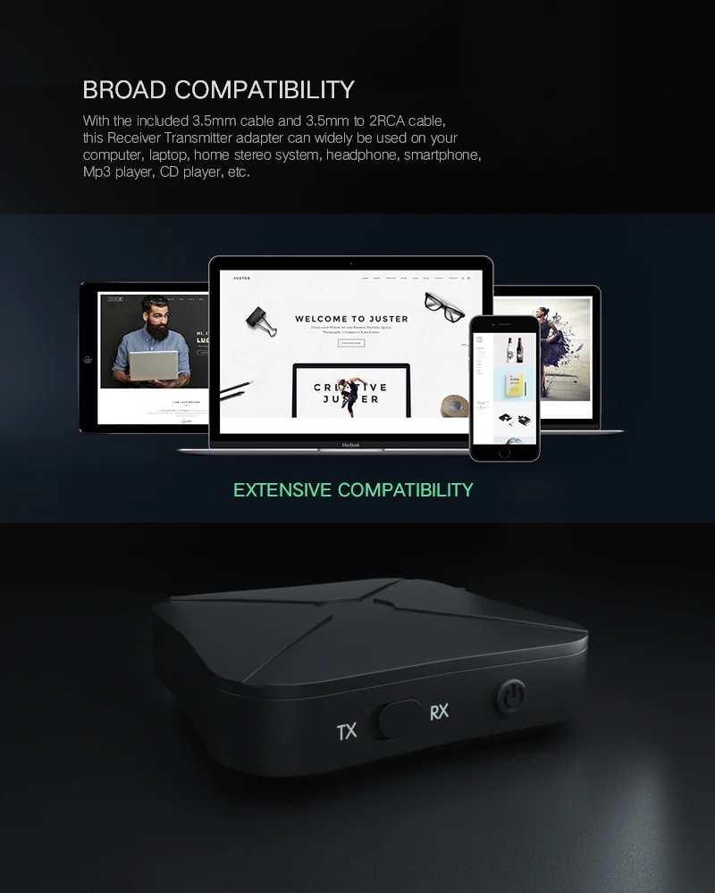 Bluetooth-совместимый 4 2 приемник и передатчик беспроводной адаптер 2в1 аудио с 3 5 мм AUX
