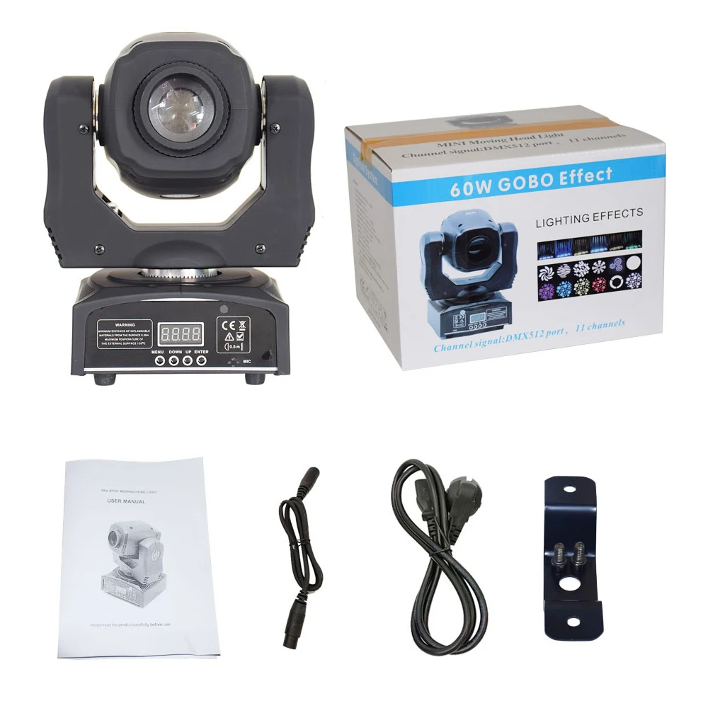 Lyre 60 Вт Светодиодный светильник с движущейся головкой 8 цветов 7 Gobos DMX прожектор