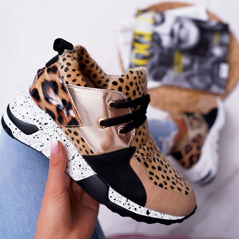 2020 Summer Hot Lady Shoes Women Sneakers Leopard Mesh Breath Women Running Female Shoes Outdoor Flat Platform
