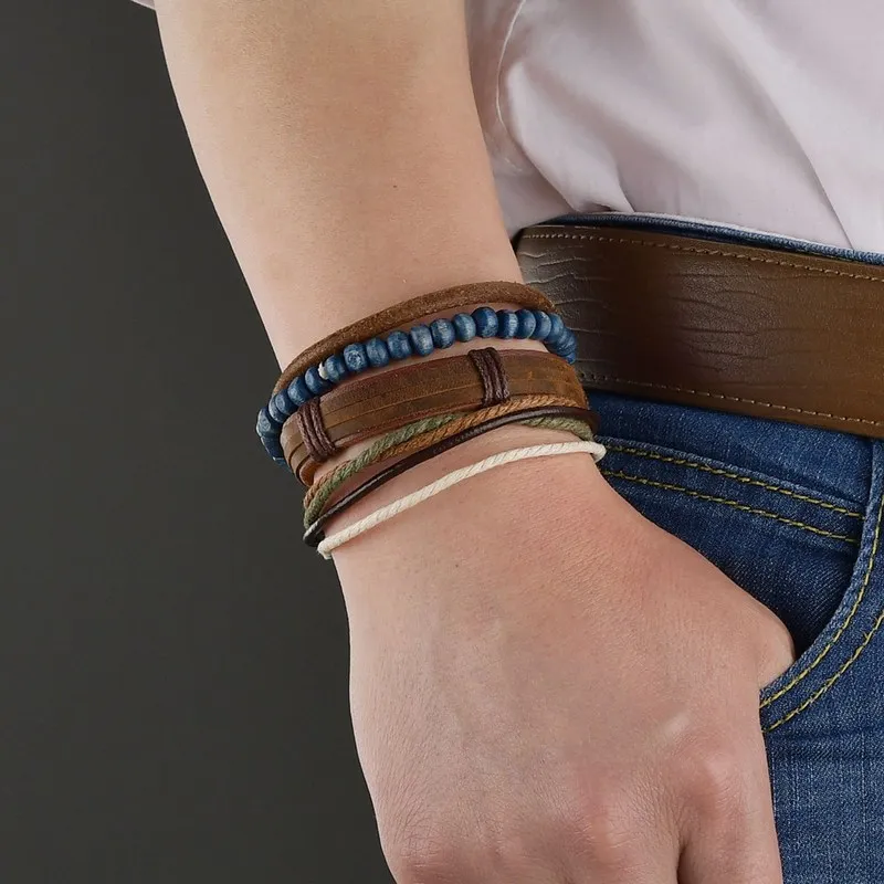 2021 браслеты и из воловьей кожи индивидуальный многослойный Плетеный браслет