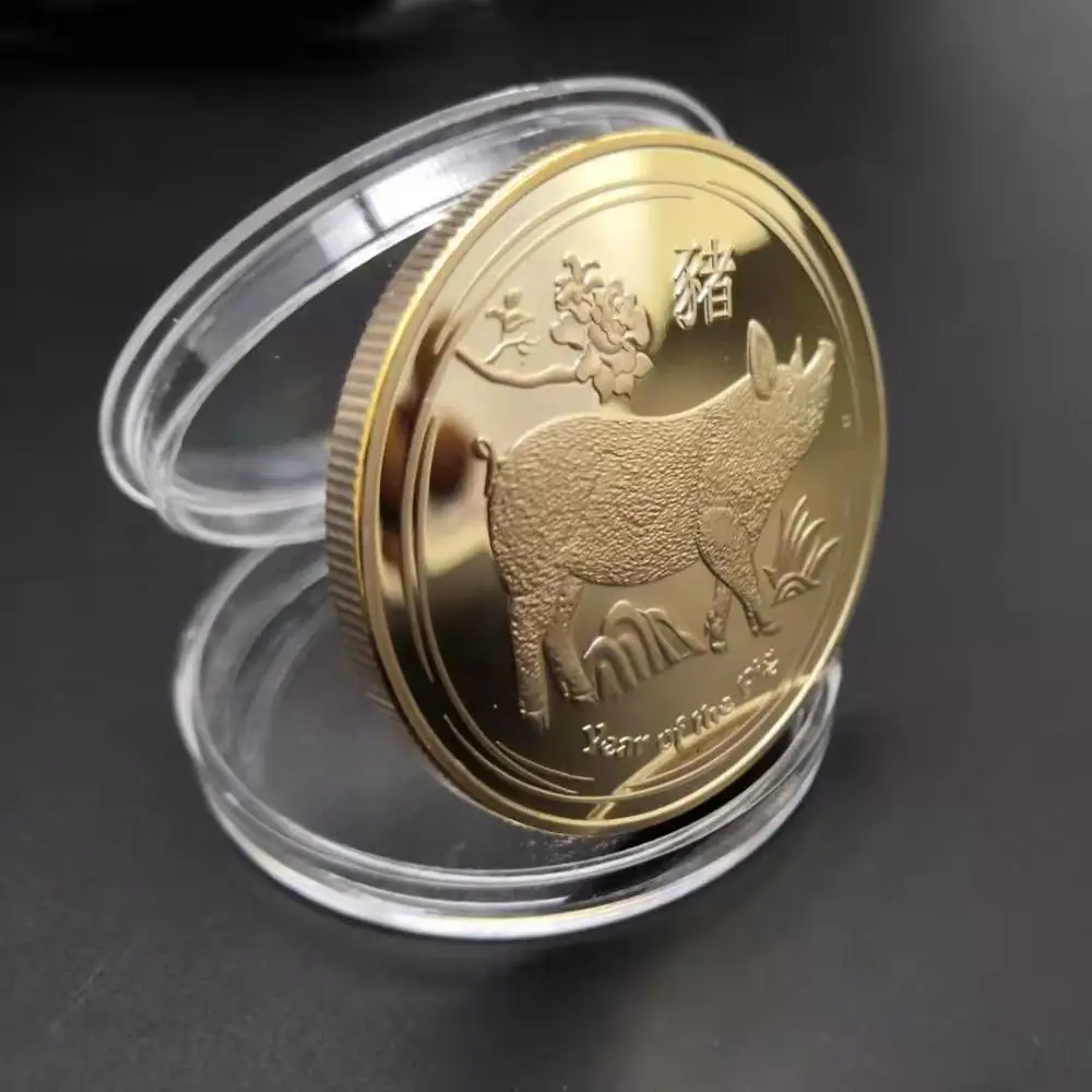 Австралийская монета с изображением животных год свиньи Посеребренная памятная