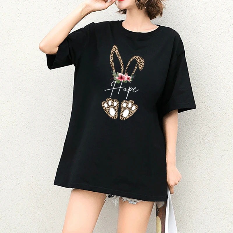 

New Summer Women T-shirt Cartoon Leopard-print Short Sleeve Casual Loose Style T-shirt For Women Fashion Popular Female T-shirt