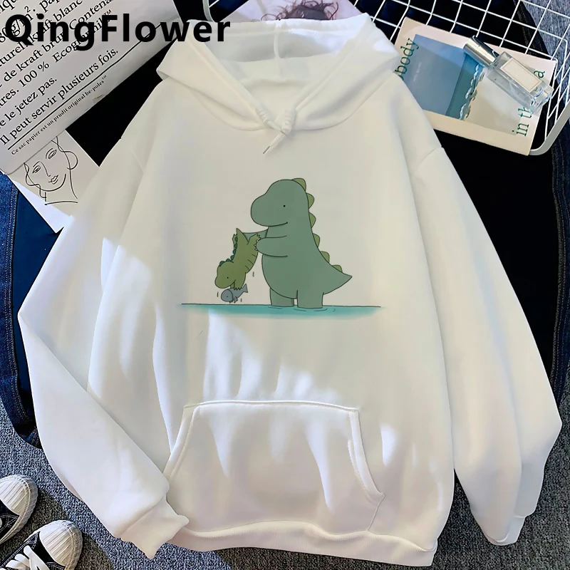 

Cartoon Dinosaur hoodies female printed y2k aesthetic Ulzzang grunge female pullover streetwear printed