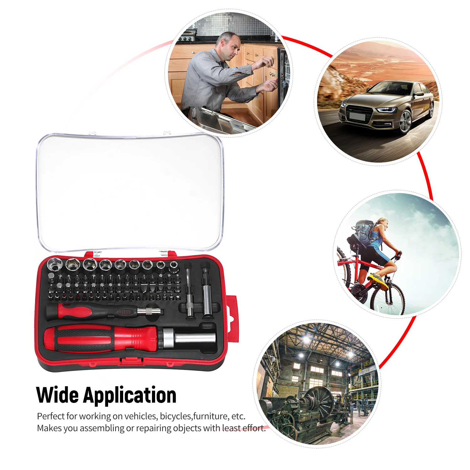 65 шт. портативный многофункциональный трещотка Гайка Отвертка Набор