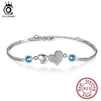 orsa jewels 2021 trend silver 925 bracelet for women classic famous crystal with 4a heart cubic zircon bangle jewelry swb04