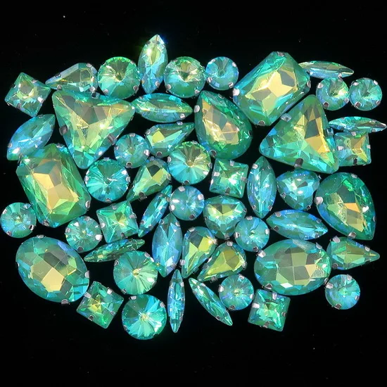 A32 Emerald AB 50 шт./пакет формы микс серебро коготь Установка ясный и желейные конфеты стеклянные стразы цвета Кристалл пришить стразы торжественное платье туфель и сумки diy кружевной отделкой - Цвет: A32 Emerald AB