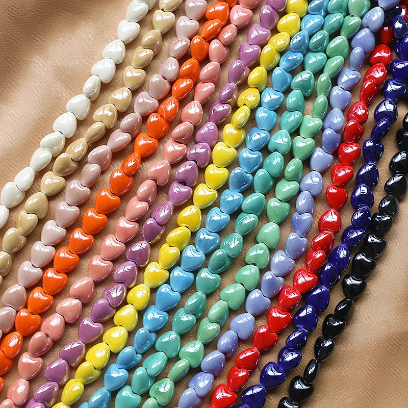 

10PCS Ins Multi-color Three-dimensional Rendering Small Love Ceramic Beads Diy Handmade Ear Jewelry Necklace Bracelet Accessory