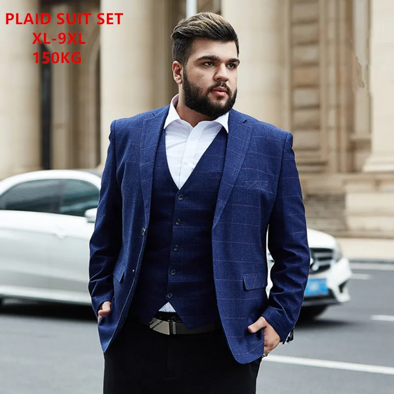 Мужские костюмы в клетку деловые из 3 предметов для свадьбы шафера деловой костюм