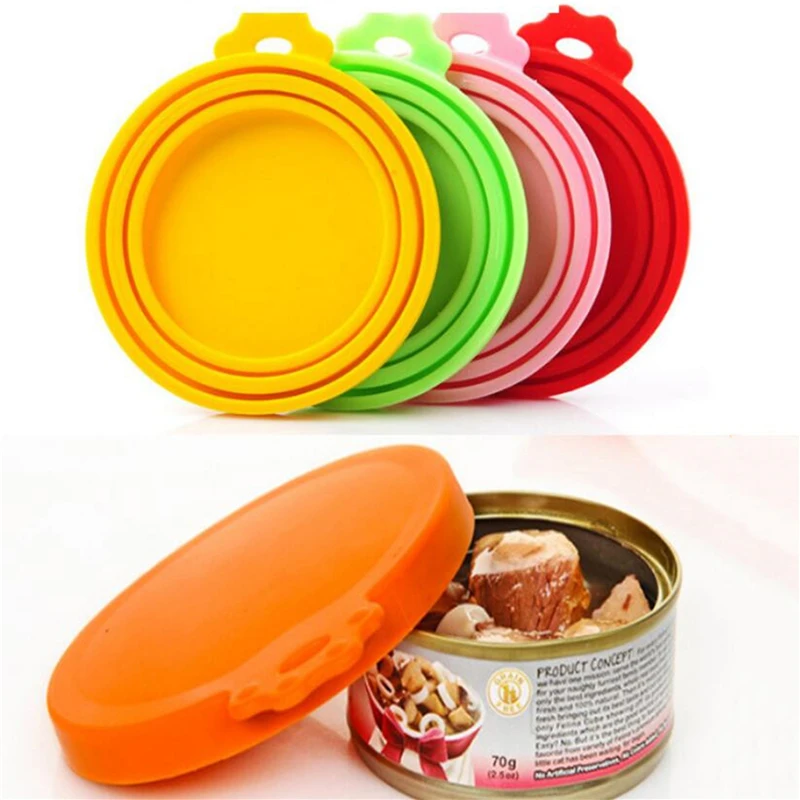 

3 In 1 Reusable Pet Food Can Cover Silicone Dogs Cats Storage Tin Cap Lid Seal Cover Pet Supplies Suitable For 65mm 75mm 85mm