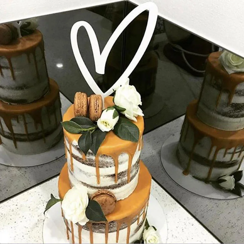 

New Love Heart Acrylic Valentine's Day Cake Topper Gold Pink Valentine's Day Cake Toppers for Wedding Party Cake Decorations