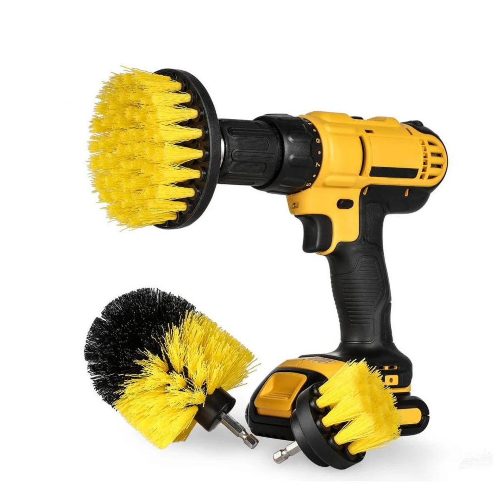 

3Pcs/Set Electric Scrubber Brush Drill Brush Kit Nylon Brushes for Carpet Glass Car Tires Plastic Round Cleaning Brush 2/3.5/4''