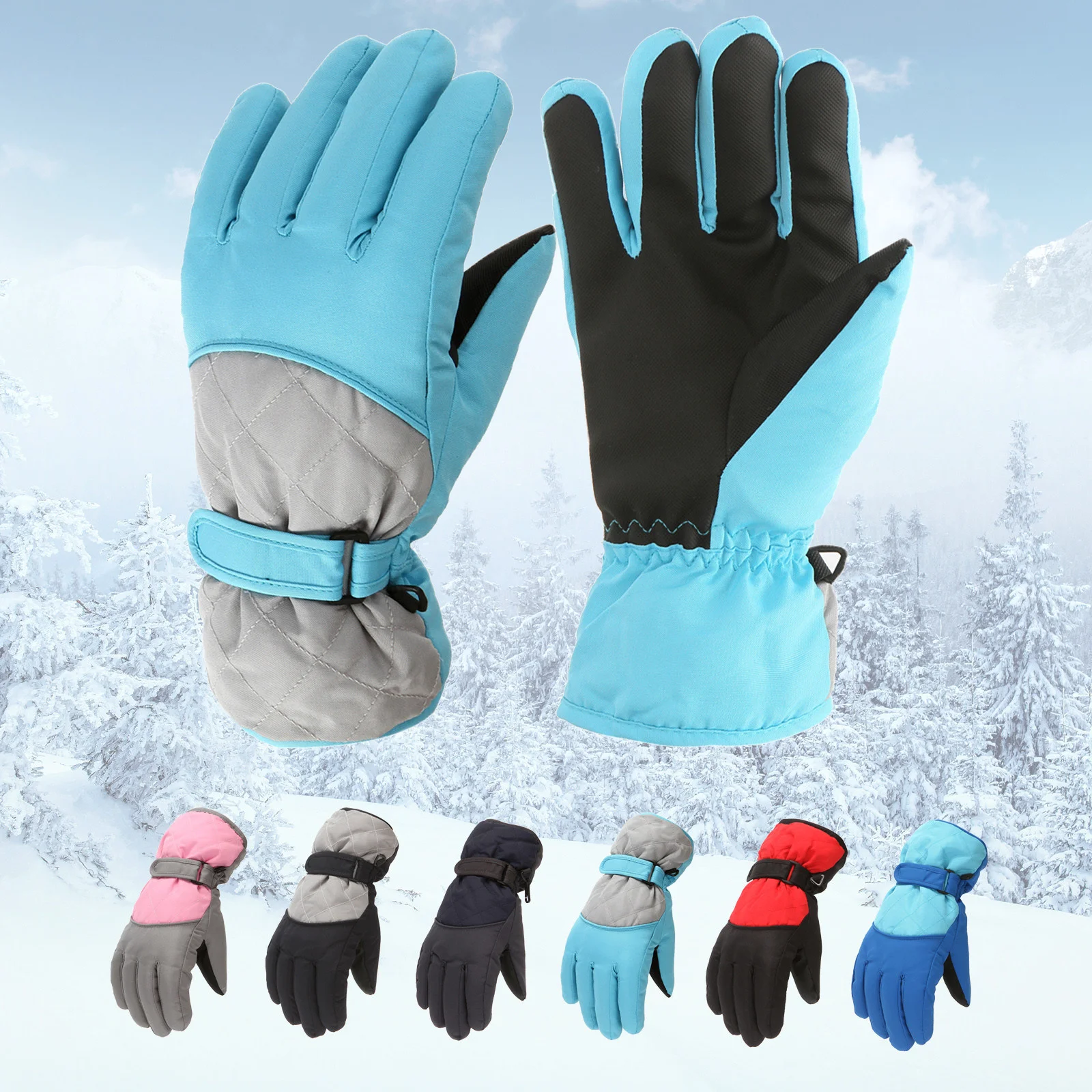 

Child Skiing Gloves Snow Boys Girls Winter Cycling Riding Warm Waterproof Windproof Sports Kids Age 6-11 Year