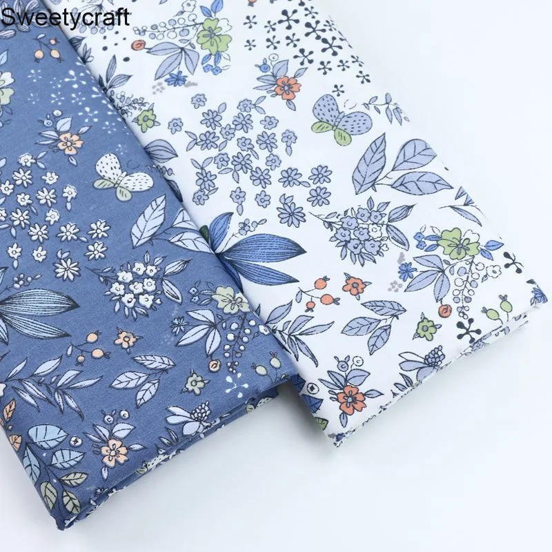 Детский хлопковый саржевый стеганые ткани с принтом в виде бабочек и листьев для