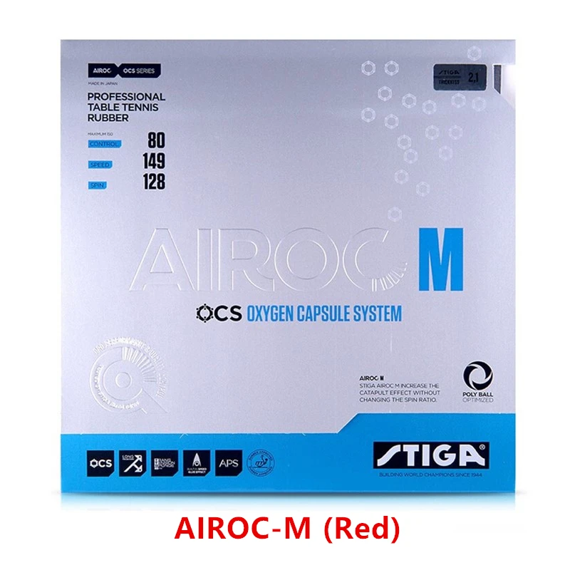STIGA настольный теннис резиновая AIROC-M AIROC-S скорость вращения синяя губка прыщи в пинг-понг tenis de mesa - Цвет: AIROC-M Red