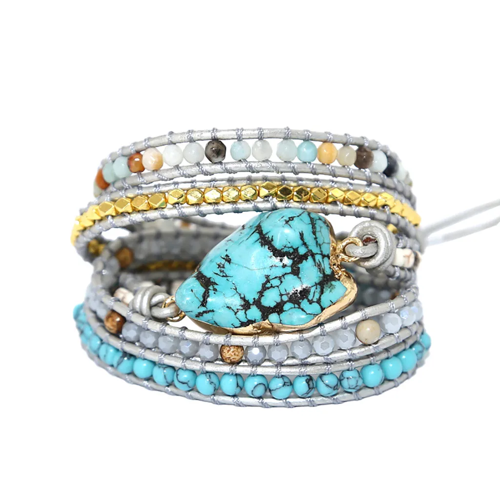 Tophus ручной тканый кожаный браслет креативный многослойный Ornamen браслеты для