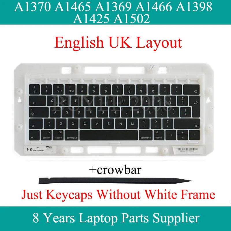 Original AP08 AP11 UK Key Cap For Macbook A1370 A1465 A1369 A1466 A1398 A1425 A1502 UK Keyboard Keycap Key Caps with Crowbar