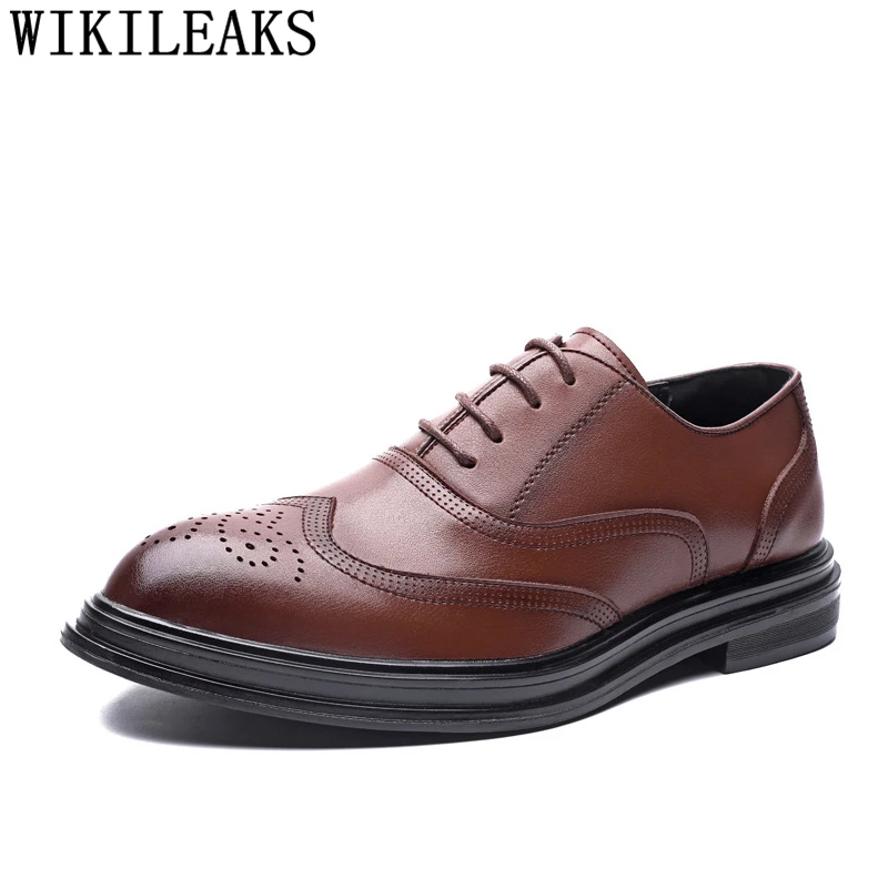 

Wedding Shoes Men Formal Evening Dress Brogue Shoes Men Classic Italian Brand Wedding Dress Coiffeur Elevator Shoes For Men Buty