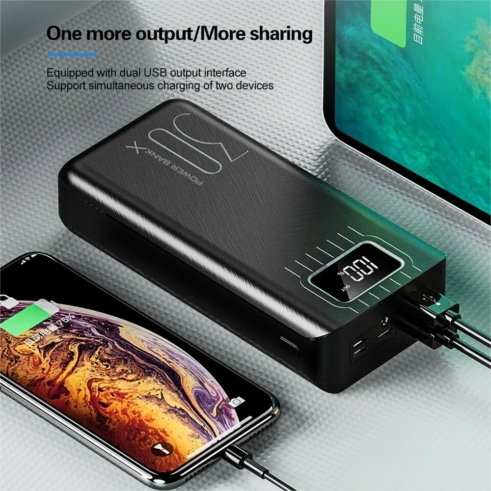 50000 мАч Внешний аккумулятор для iPhone X XS MAX 11 pro Xiaomi Mi 9 8 Pover Bank 2 USB светодиодный внешний аккумулятор для зарядки