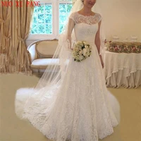2022 lace a line wedding dress cap sleeve bridal dress with back buttons and bow vestido de noiva custom made wedding gowns