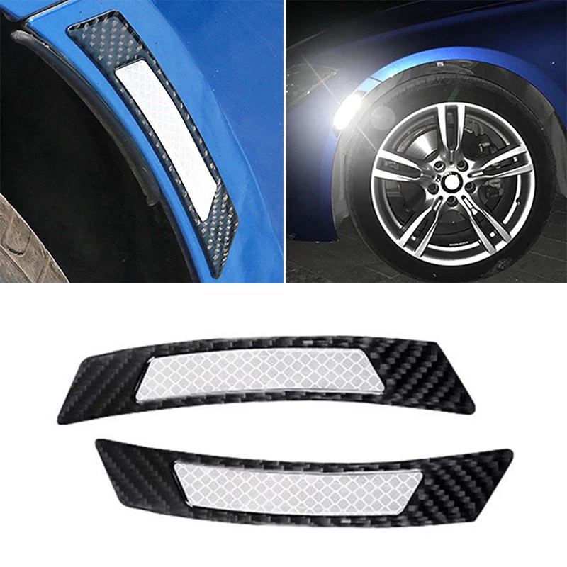 

Set Reflective Sticker SideBody 2pcs Warning Wheel Carbon fiber Eyebrow