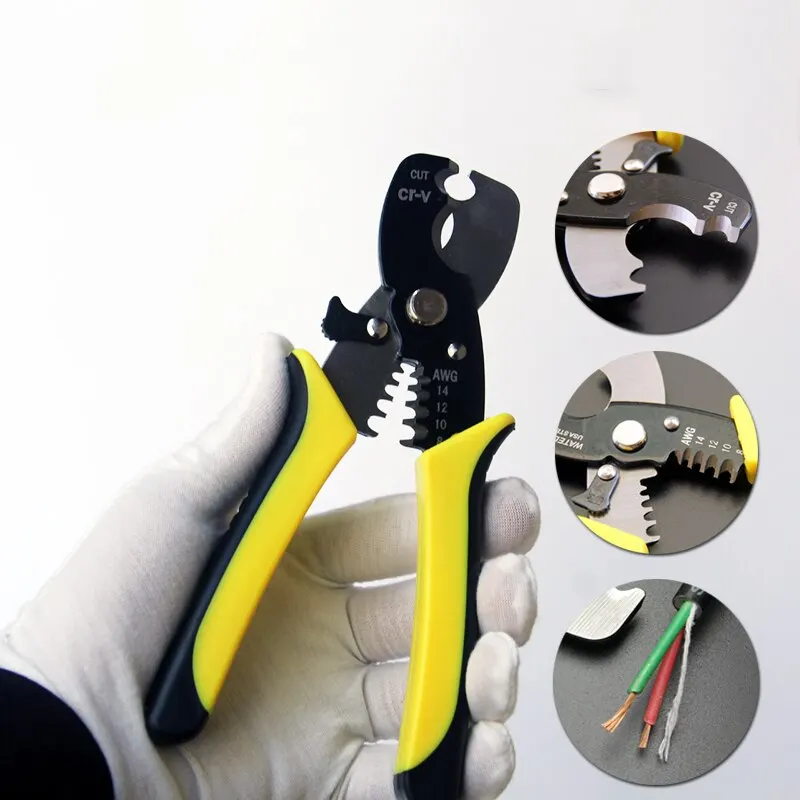 

Automatic Wire Stripper Pliers Cable Stripping Cutter Durable Crimper Crimping Tool Multifunction Fit 8/12/14/16 AWG Wire Pliers
