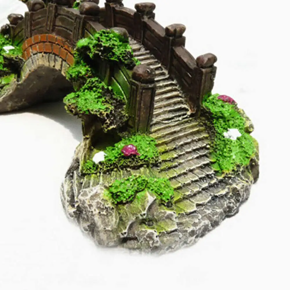 Аквариум Украшение из смолы мост павильон дерево скала аквариум аксессуары